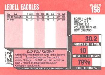 1989-90 Fleer #158 Ledell Eackles Back