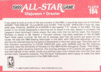 1989-90 Fleer #164 Akeem Olajuwon / Clyde Drexler Back