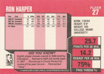 1989-90 Fleer #27 Ron Harper Back