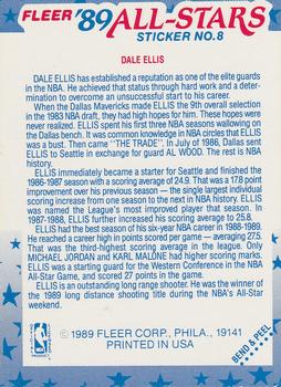1989-90 Fleer - Stickers #8 Dale Ellis Back