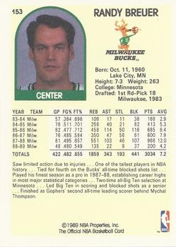1989-90 Hoops #153 Randy Breuer Back