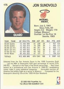 1989-90 Hoops #175 Jon Sundvold Back