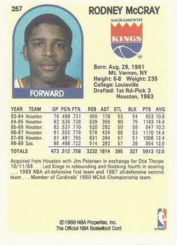 1989-90 Hoops #257 Rodney McCray Back
