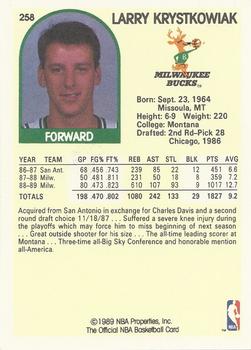 1989-90 Hoops #258 Larry Krystkowiak Back