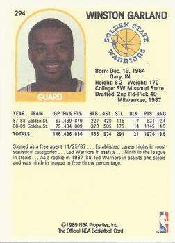 1989-90 Hoops #294 Winston Garland Back