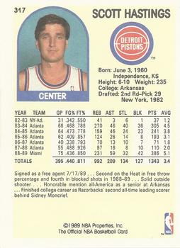 1989-90 Hoops #317 Scott Hastings Back