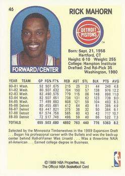 1989-90 Hoops #46 Rick Mahorn Back