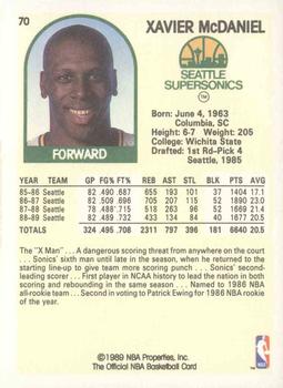 1989-90 Hoops #70 Xavier McDaniel Back