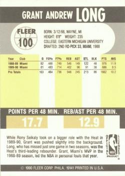 1990-91 Fleer #100 Grant Long Back