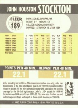 1990-91 Fleer #189 John Stockton Back