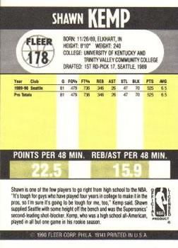 1990-91 Fleer #178 Shawn Kemp Back
