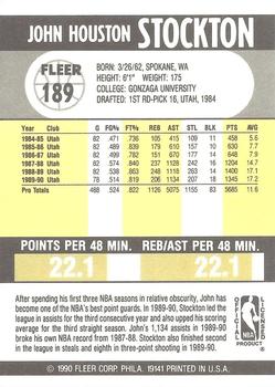 1990-91 Fleer #189 John Stockton Back