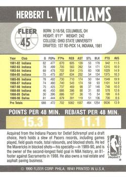 1990-91 Fleer #45 Herb Williams Back
