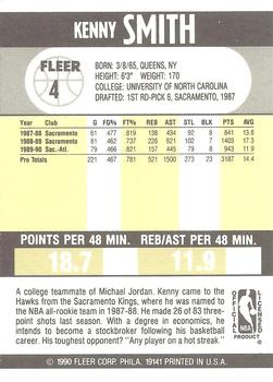 1990-91 Fleer #4 Kenny Smith Back