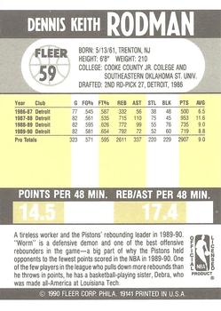 1990-91 Fleer #59 Dennis Rodman Back