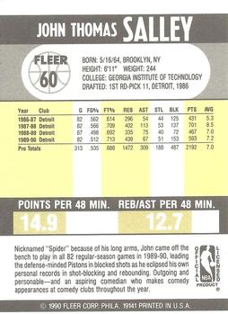 1990-91 Fleer #60 John Salley Back