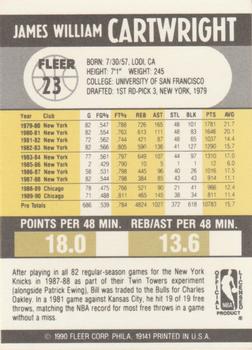 1990-91 Fleer #23 Bill Cartwright Back