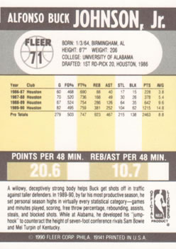 1990-91 Fleer #71 Buck Johnson Back