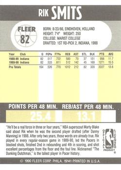 1990-91 Fleer #82 Rik Smits Back