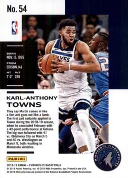 2018-19 Panini Chronicles - Bronze #54 Karl-Anthony Towns Back