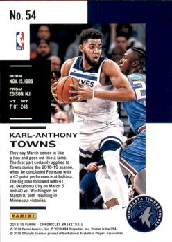2018-19 Panini Chronicles - Pink #54 Karl-Anthony Towns Back