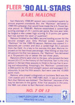 1990-91 Fleer - All-Stars #7 Karl Malone Back