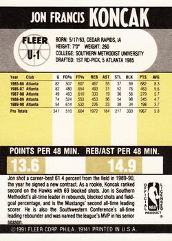 1990-91 Fleer Update #U-1 Jon Koncak Back