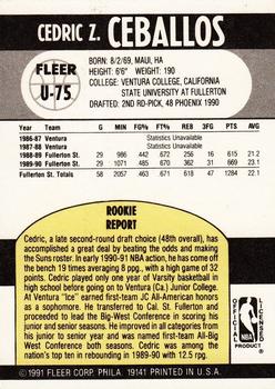 1990-91 Fleer Update #U-75 Cedric Ceballos Back