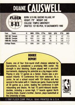 1990-91 Fleer Update #U-83 Duane Causwell Back