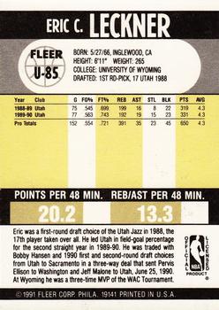 1990-91 Fleer Update #U-85 Eric Leckner Back