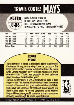 1990-91 Fleer Update #U-86 Travis Mays Back