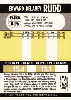 1990-91 Fleer Update #U-96 Delaney Rudd Back