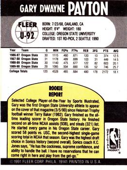 1990-91 Fleer Update #U-92 Gary Payton Back