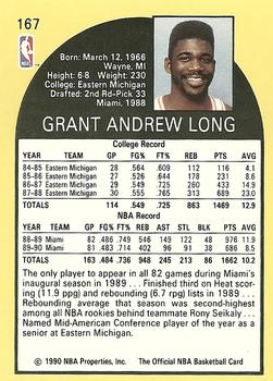 1990-91 Hoops #167 Grant Long Back