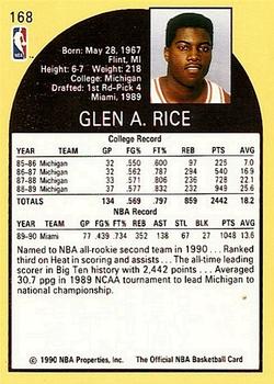 1990-91 Hoops #168 Glen Rice Back