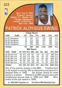 1990-91 Hoops #203 Patrick Ewing Back