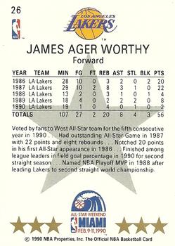 1990-91 Hoops #26 James Worthy Back