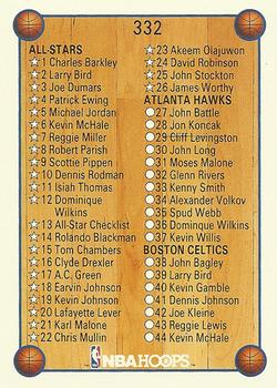1990-91 Hoops #332 Checklist: 1-87 Front