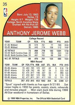 1990-91 Hoops #35 Spud Webb Back