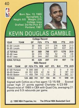 1990-91 Hoops #40 Kevin Gamble Back