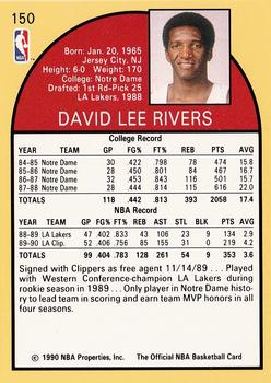 1990-91 Hoops #150 David Rivers Back