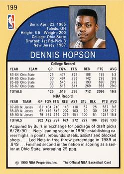 1990-91 Hoops #199 Dennis Hopson Back