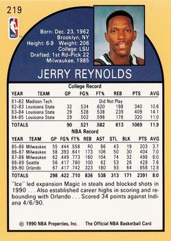 1990-91 Hoops #219 Jerry Reynolds Back
