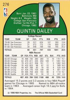 1990-91 Hoops #276 Quintin Dailey Back