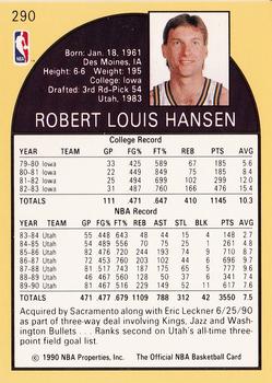 1990-91 Hoops #290 Bobby Hansen Back
