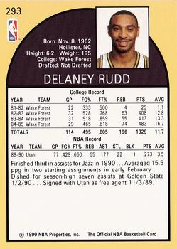 1990-91 Hoops #293 Delaney Rudd Back