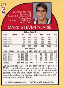 1990-91 Hoops #295 Mark Alarie Back