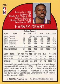 1990-91 Hoops #297 Harvey Grant Back