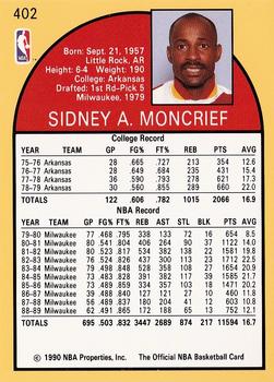 1990-91 Hoops #402 Sidney Moncrief Back