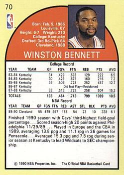 1990-91 Hoops #70 Winston Bennett Back